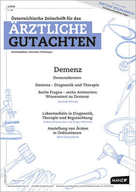 Manz‘sche Verlags- und Universitätsbuchhandlung GmbH |  Österreichische Zeitschrift für das ärztliche Gutachten (DAG) | Zeitschrift |  Sack Fachmedien