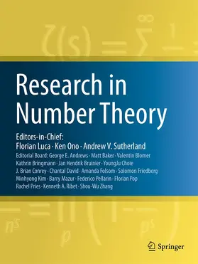 Editor-in-Chief: F. Luca / K. Ono / A. Sutherland |  Research in Number Theory | Zeitschrift |  Sack Fachmedien