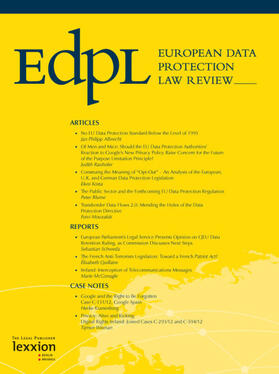 Editor: Bart van der Sloot |  European Data Protection Law Review | Zeitschrift |  Sack Fachmedien