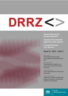 DRRZ - Deutsch-Russische Rechtszeitschrift | Berliner Wissenschafts-Verlag | Zeitschrift | sack.de