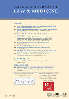  American Journal of Law & Medicine | Zeitschrift |  Sack Fachmedien