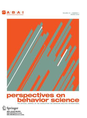 Editor-in-Chief: Donald Hantula |  Perspectives on Behavior Science | Zeitschrift |  Sack Fachmedien