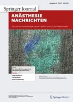  Anästhesie Nachrichten | Zeitschrift |  Sack Fachmedien