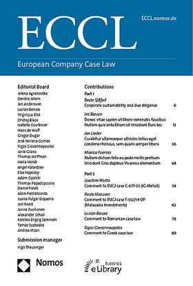 European Company Case Law - ECCL | Nomos | Zeitschrift | sack.de