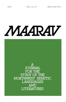  Maarav: A Journal for the Study of the Northwest Semitic Languages and Literatures | Zeitschrift |  Sack Fachmedien