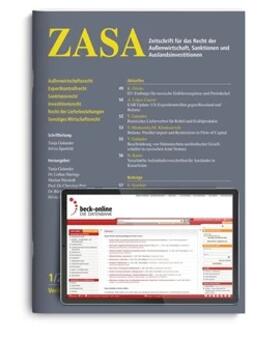  ZASA - Zeitschrift für das Recht der Außenwirtschaft, Sanktionen und Auslandsinvestitionen | Zeitschrift |  Sack Fachmedien