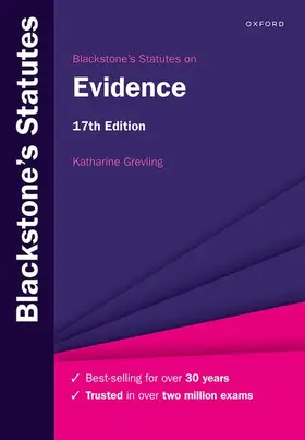 Grevling |  Blackstone's Statutes on Evidence | Buch |  Sack Fachmedien