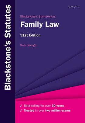 George |  Blackstone's Statutes on Family Law | Buch |  Sack Fachmedien