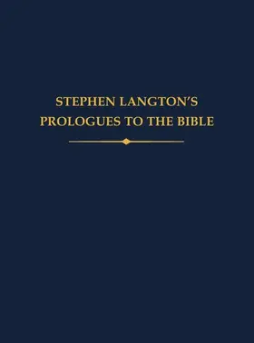 Clark / Benson |  Stephen Langton's Prologues to the Bible | Buch |  Sack Fachmedien