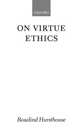 Hursthouse |  On Virtue Ethics | Buch |  Sack Fachmedien