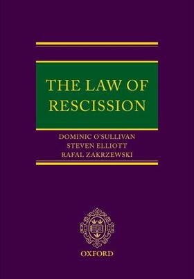 O'Sullivan QC / Elliott / Zakrzewski |  The Law of Rescission | Buch |  Sack Fachmedien