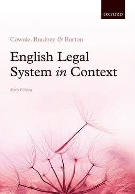 Bradney / Cownie / Burton |  English Legal System in Context 6e | Buch |  Sack Fachmedien