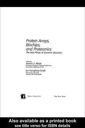 Albala / Humphery-Smith |  Protein Arrays, Biochips and Proteomics | Buch |  Sack Fachmedien