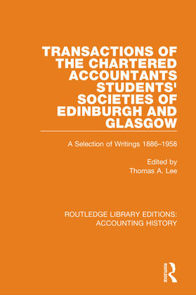 Lee |  Transactions of the Chartered Accountants Students' Societies of Edinburgh and Glasgow | Buch |  Sack Fachmedien