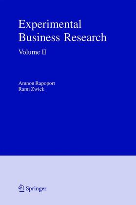 Zwick / Rapoport |  Experimental Business Research | Buch |  Sack Fachmedien