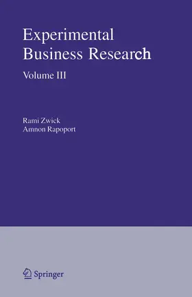 Zwick / Rapoport |  Experimental Business Research | eBook | Sack Fachmedien