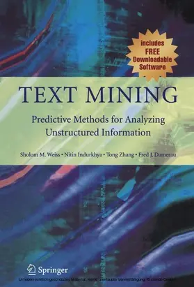 Weiss / Indurkhya / Zhang |  Text Mining | eBook | Sack Fachmedien