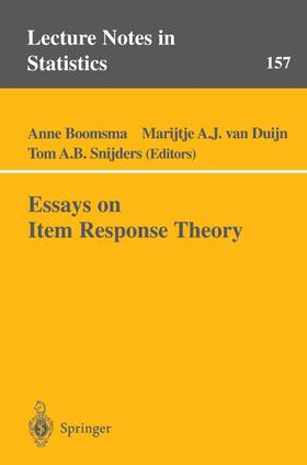 Boomsma / Snijders / Duijn |  Essays on Item Response Theory | Buch |  Sack Fachmedien