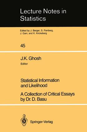 Basu / Ghosh |  Statistical Information and Likelihood | Buch |  Sack Fachmedien