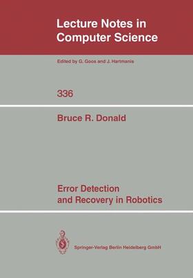 Donald |  Error Detection and Recovery in Robotics | Buch |  Sack Fachmedien
