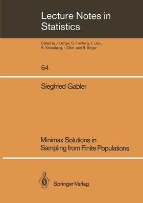 Gabler |  Minimax Solutions in Sampling from Finite Populations | Buch |  Sack Fachmedien