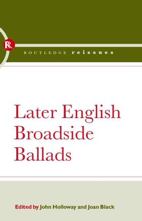 Holloway / Black | Later English Broadside Ballads | Buch | 978-0-415-37229-9 | sack.de