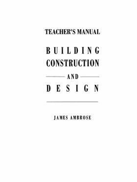 Ambrose |  Teacher¿s Manual for Building Construction and Design | Buch |  Sack Fachmedien