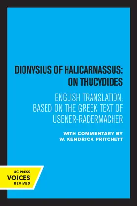 Pritchett |  Dionysius of Halicarnassus: On Thucydides | eBook | Sack Fachmedien