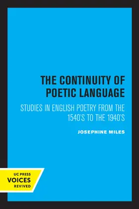 Miles |  The Continuity of Poetic Language | eBook | Sack Fachmedien