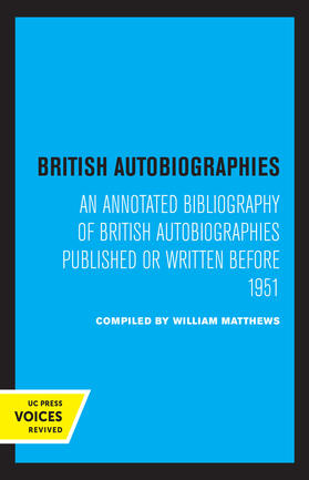 Compiled by William Matthews |  British Autobiographies | Buch |  Sack Fachmedien