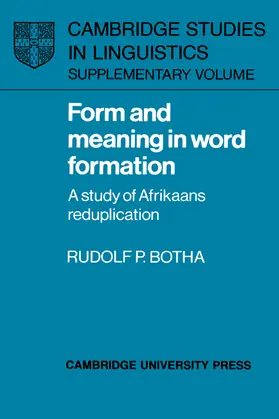 Botha |  Form and Meaning in Word Formation | Buch |  Sack Fachmedien