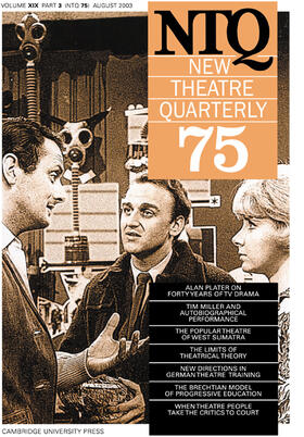 Trussler / Barker |  New Theatre Quarterly 75: Volume 19, Part 3 | Buch |  Sack Fachmedien