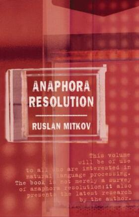 Mitkov |  Anaphora Resolution | Buch |  Sack Fachmedien