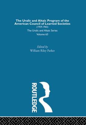 Lotz |  The Uralic and Altaic Program of the American Council of  Learned Societies | Buch |  Sack Fachmedien