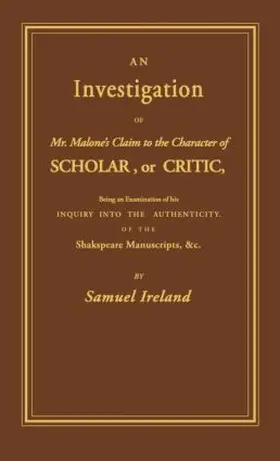 Ireland |  Investigation into Mr. Malone's Claim to Charter of Scholar | Buch |  Sack Fachmedien