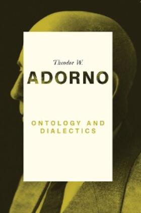 Adorno |  Ontology and Dialectics | eBook | Sack Fachmedien