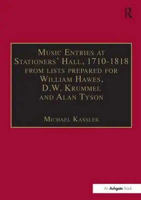 Kassler |  Music Entries at Stationers' Hall, 1710-1818 | Buch |  Sack Fachmedien