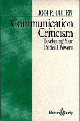 Cohen |  Communication Criticism | Buch |  Sack Fachmedien