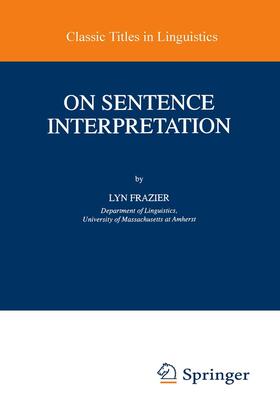 Frazier |  On Sentence Interpretation | Buch |  Sack Fachmedien
