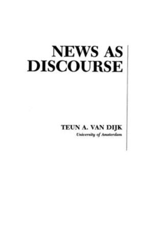 van Dijk |  News As Discourse | Buch |  Sack Fachmedien