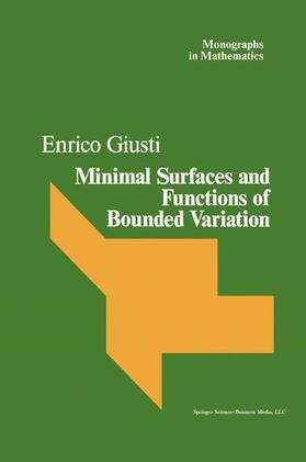Giusti |  Minimal Surfaces and Functions of Bounded Variation | Buch |  Sack Fachmedien