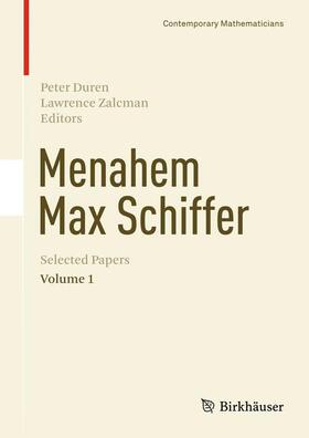 Zalcman / Duren |  Menahem Max Schiffer: Selected Papers Volume 1 | Buch |  Sack Fachmedien