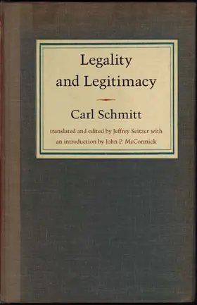 Schmitt |  Legality and Legitimacy | eBook | Sack Fachmedien