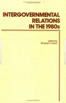 Leach |  Intergovernmental Relations in the 1980's | Buch |  Sack Fachmedien