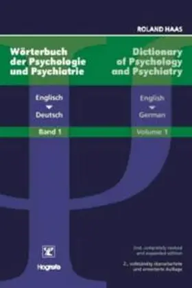 Haas |  Wörterbuch der Psychologie und Psychiatrie 1. Englisch - Deutsch | Buch |  Sack Fachmedien