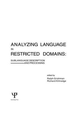 Grishman / Kittredge |  Analyzing Language in Restricted Domains | Buch |  Sack Fachmedien