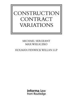 Sergeant / Wieliczko |  Construction Contract Variations | Buch |  Sack Fachmedien