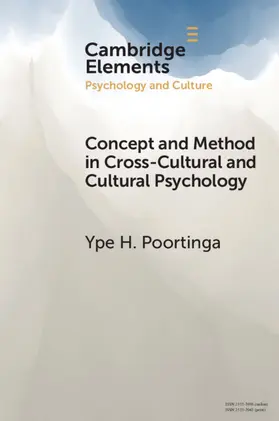 Poortinga |  Concept and Method in Cross-Cultural and Cultural Psychology | Buch |  Sack Fachmedien