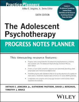 Jongsma / Pastoor / Berghuis |  The Adolescent Psychotherapy Progress Notes Planner | Buch |  Sack Fachmedien