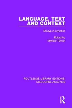 Toolan |  Language, Text and Context | Buch |  Sack Fachmedien
